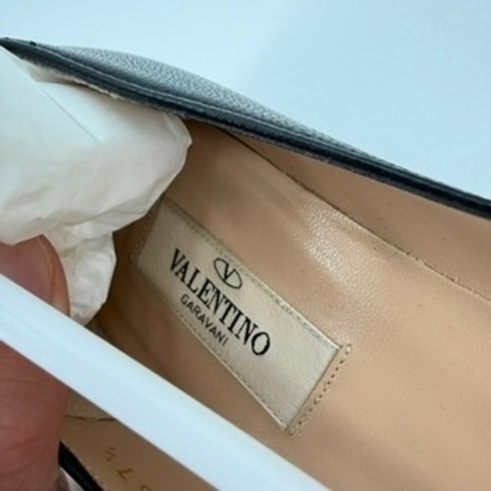 Valentino Garavani Black Leather Ankle Strap Flats TWDS0486 NK2 Size 37.5 - Picture 4 of 12